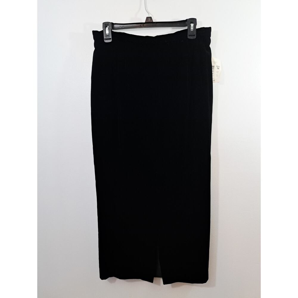Preston & York Vtg Velvet Maxi Skirt Womens 14 Black Front Slit Classic Goth 90s